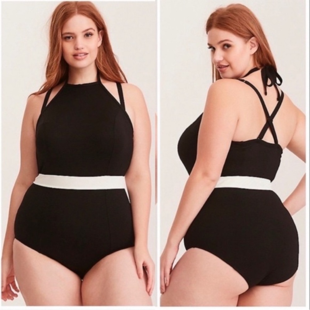 Torrid Black and White One Piece Swimsuit